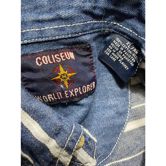 Coliseum World Explorer Vintage Button Down Denim Sz XL - Picture 4 of 4